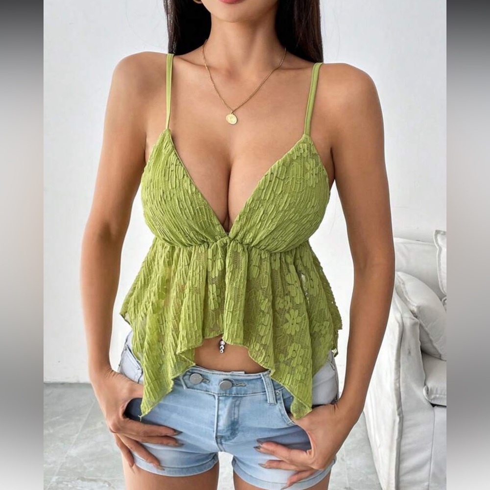 Elegant Green Lace Women Top